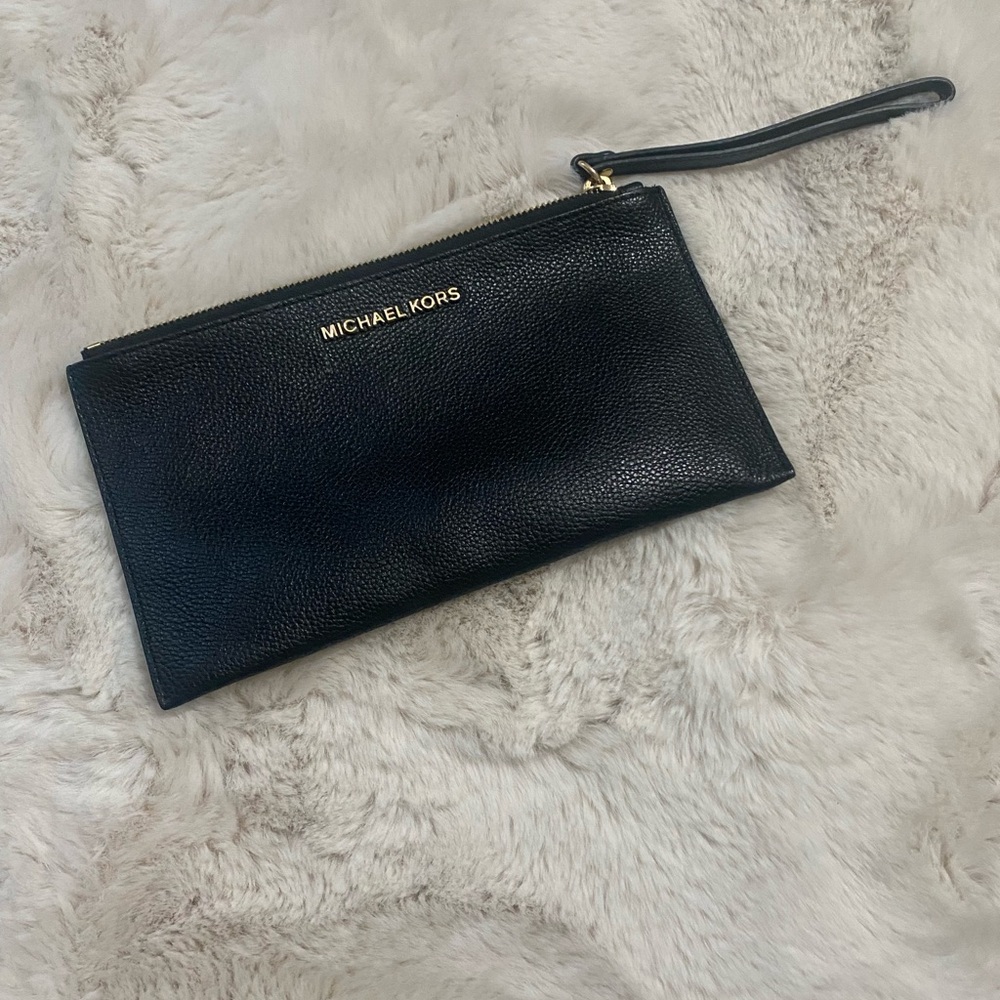 Michael Kors Black Leather Wristlet